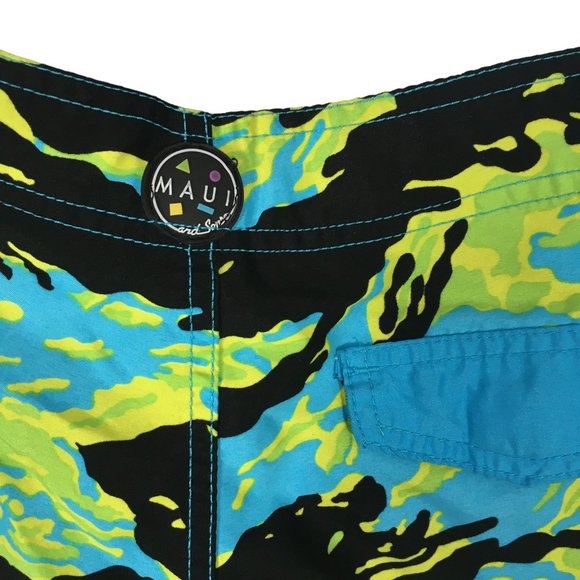 Maui & Sons Youth Small‎ Blue Green Black Camo Board Shorts, Swimming Trunks, S - Picture 6 of 9